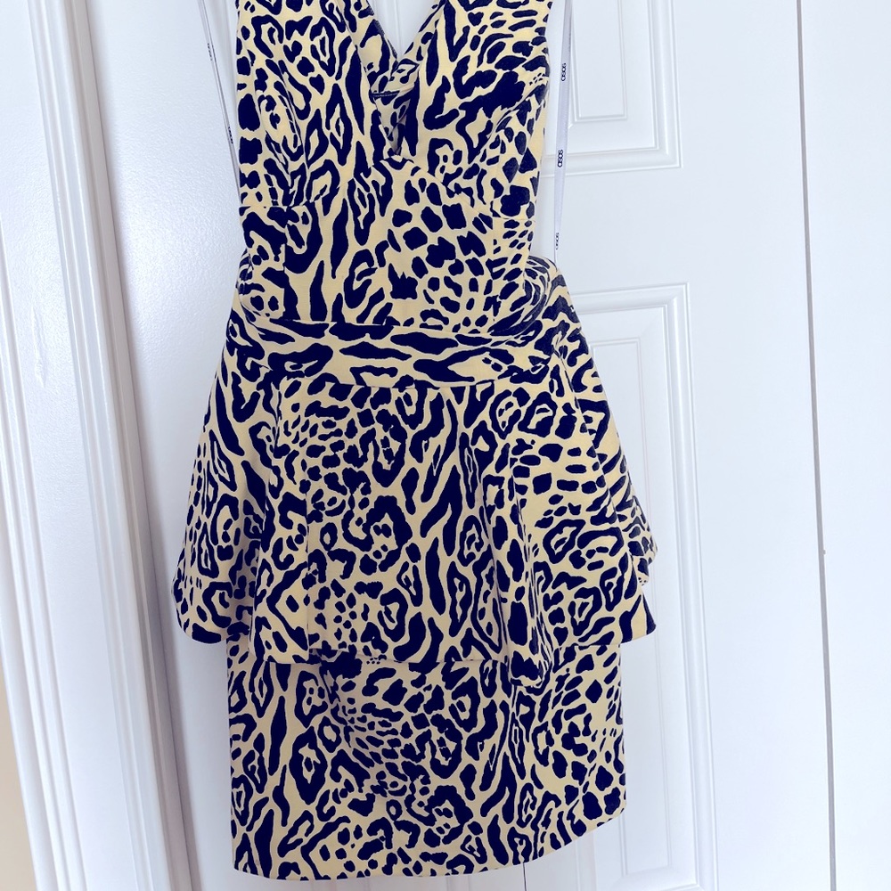 Leopard print cheetah peplum dress women’s size 6